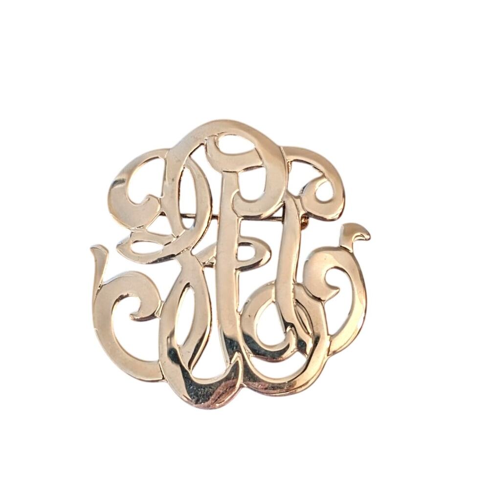 Vintage High Polished Goldtone Swirl Design Brooch